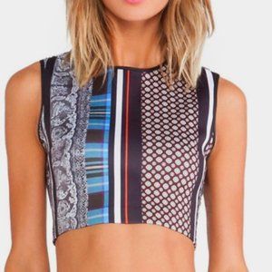 NWOT Bright Pattern Quality Neoprene Crop Top
